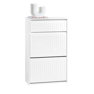 SoBuy FSR165-W Meuble à Chaussures à Abattants 2 Niveaux – Rangement Discret pour Entrée – Blanc