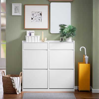 SoBuy FSR169-W Meuble à Chaussures Ultra-Slim 19 cm à Abattants – Rangement Discret – Blanc