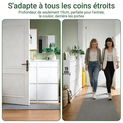 SoBuy FSR169-W Meuble à Chaussures Ultra-Slim 19 cm à Abattants – Rangement Discret – Blanc