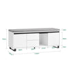 SoBuy FSR176-W Banc de Rangement, Banc à Chaussures, avec 1 Coussin Rembourré, 2 Tiroirs et 2 Portes pour Entrée