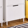 SoBuy FSR177-H-W Armoire à Chaussures 3 Abattants – 6 à 8 Paires, 19 cm de Profondeur, Anti-Basculement – 50×19×130 cm, Blanc