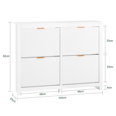 SoBuy FSR186-II-W Meuble à Chaussures à Abattants 4 Niveaux – Rangement Familial pour Entrée – 104x23x82 cm Blanc