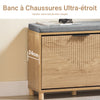 SoBuy FSR199-N Banc à Chaussures avec Abattant et Rangement Caché – Coussin Rembourré – 24 cm – Naturel