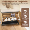 SoBuy FSR201-N Banc d’entrée avec assise rembourrée et rangement chaussures 24 cm – Abattant jusqu’au 47, style industriel noir et bois