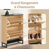 SoBuy FSR202-N Armoire à Chaussures Slim 2 Abattants 8-12 Paires, Pieds Métal, Fixation Murale – L60 × P24 × H88 cm