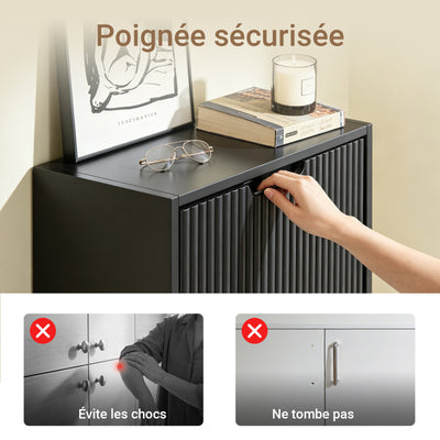 SoBuy FSR204-SCH Meuble à Chaussures Mural 19 cm avec 2 Portes Abattantes et 2 Étagères – Installation Horizontale ou Verticale, Noir, 50×19×100 cm