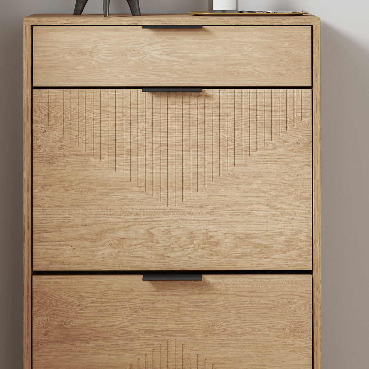 SoBuy FSR212-N Meuble à Chaussures pour Entrée Étroite – 24 cm de Profondeur, Chêne Naturel