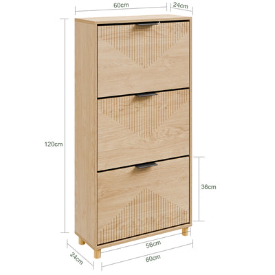 SoBuy FSR213-N Meuble à Chaussures – 24 cm de Profondeur, 120 cm de Hauteur, Naturel