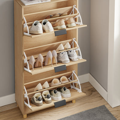 SoBuy FSR213-N Meuble à Chaussures – 24 cm de Profondeur, 120 cm de Hauteur, Naturel