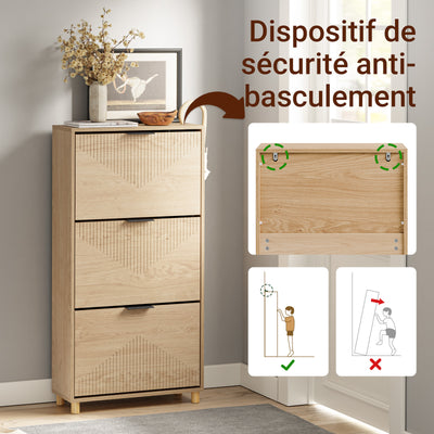 SoBuy FSR213-N Meuble à Chaussures – 24 cm de Profondeur, 120 cm de Hauteur, Naturel