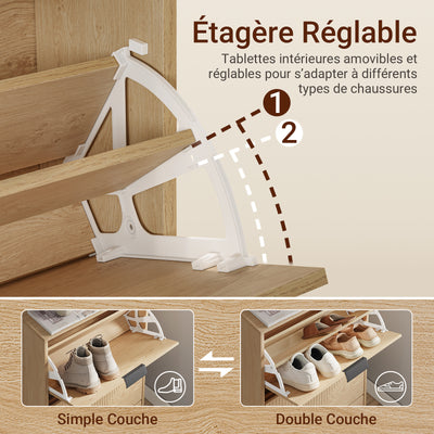 SoBuy FSR213-N Meuble à Chaussures – 24 cm de Profondeur, 120 cm de Hauteur, Naturel
