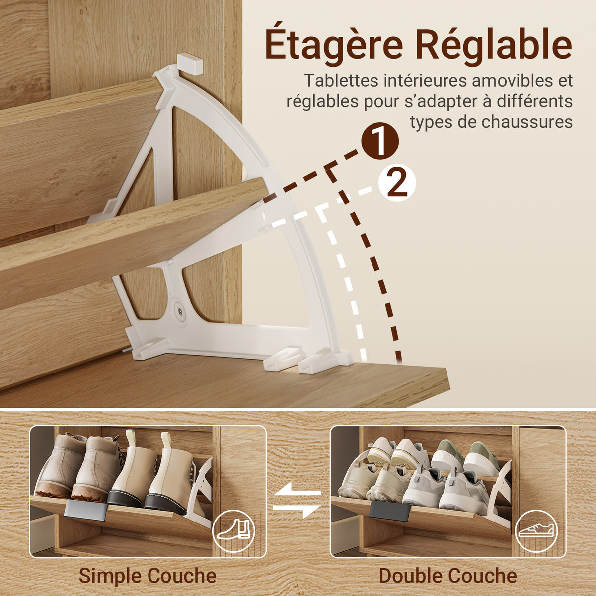 SoBuy FSR214-N Meuble à Chaussures Compact 24 cm de Profondeur – Naturel