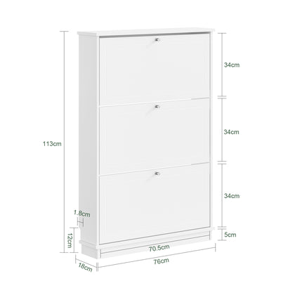 SoBuy FSR215-W Meuble à Chaussures Gain de Place Ultra-Slim 18cm – Entrée Étroite – 76x18x113 cm Blanc