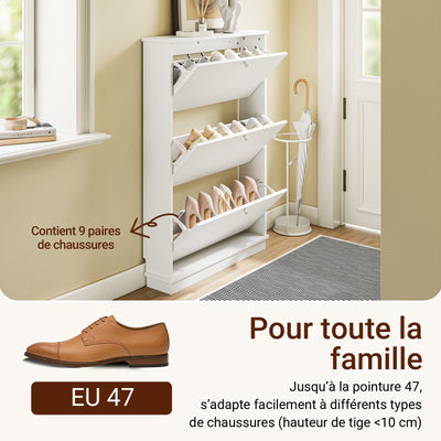 SoBuy FSR215-W Meuble à Chaussures Gain de Place Ultra-Slim 18cm – Entrée Étroite – 76x18x113 cm Blanc
