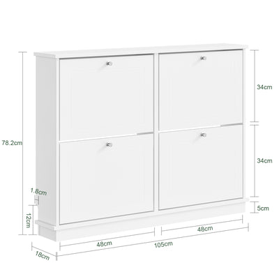 SoBuy FSR216-W Meuble à Chaussures Gain de Place Ultra-Slim 18cm – Entrée Étroite – 105x18x78 cm Blanc