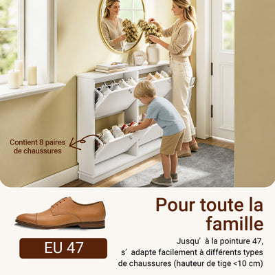 SoBuy FSR216-W Meuble à Chaussures Gain de Place Ultra-Slim 18cm – Entrée Étroite – 105x18x78 cm Blanc