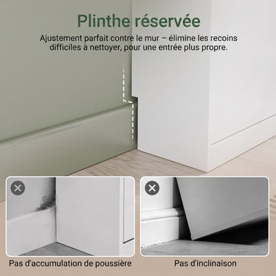 SoBuy FSR224-E-W Meuble à Chaussures Étroit avec LED et 2 Tiroirs – Abattants, 12 Paires – 98×19×120 cm, Blanc