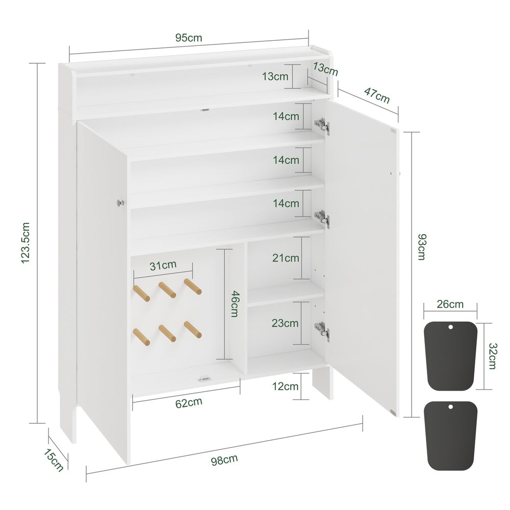 SoBuy FSR227-E-W Meuble à Chaussures Blanc – Armoire à Chaussures Ultra-Étroite 15 cm avec Étagère Ouverte – 98×15×123,5 cm, Charge 50 kg