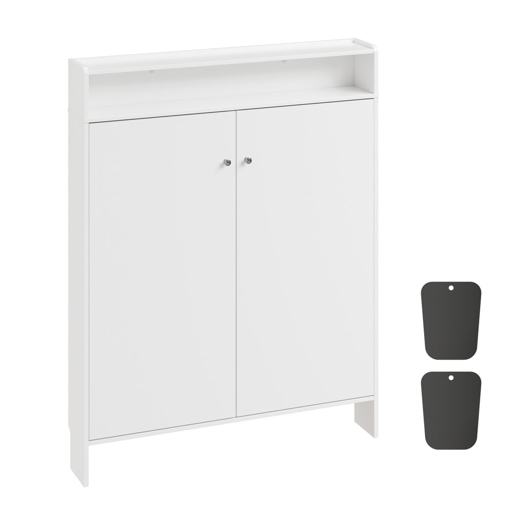 SoBuy FSR227-E-W Meuble à Chaussures Blanc – Armoire à Chaussures Ultra-Étroite 15 cm avec Étagère Ouverte – 98×15×123,5 cm, Charge 50 kg