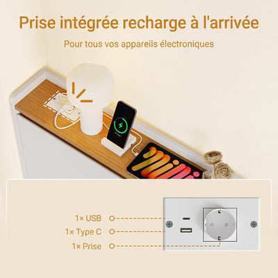 SoBuy FSR228-E-W Meuble à Chaussures Ultra Fin avec USB-C – 15 cm de Profondeur, 9 Paires, Fixation Murale, Blanc, 72 × 15 × 126 cm