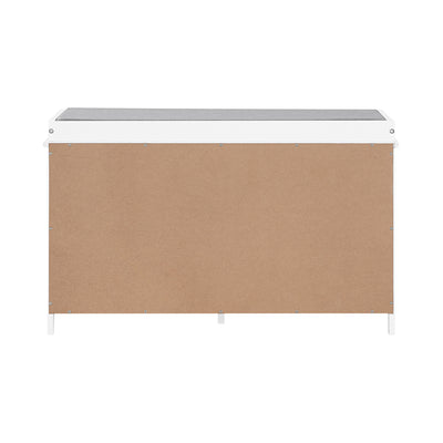 SoBuy FSR23-K-W Banc à Chaussures avec Coussin Rembourré et 2 Cubes de Rangement pour Entrée – 71x34x43 cm, Blanc