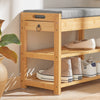 SoBuy FSR49-N Banc à Chaussures en Bambou Massif avec Coussin 8 cm, 2 Étagères et Tiroir – Charge 150 kg – Naturel