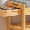 SoBuy FSR49-N Banc à Chaussures en Bambou Massif avec Coussin 8 cm, 2 Étagères et Tiroir – Charge 150 kg – Naturel