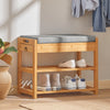 SoBuy FSR49-N Banc à Chaussures en Bambou Massif avec Coussin 8 cm, 2 Étagères et Tiroir – Charge 150 kg – Naturel