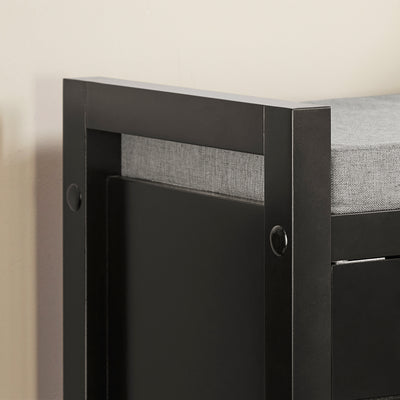 SoBuy FSR63-II-SCH Banc à Chaussures avec Coussin Rembourré et 2 Portes – L91×P30×H50 cm, Charge 150 kg, MDF E1, Noir