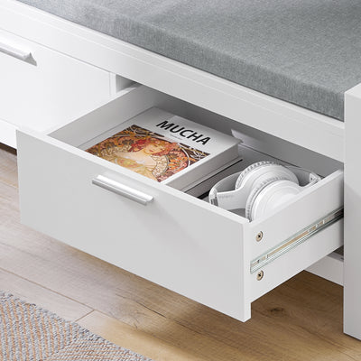 SoBuy FSR74-W Banc à Chaussures avec Coussin Rembourré et Rangement pour Entrée Couloir – 100x40x40 cm, Blanc