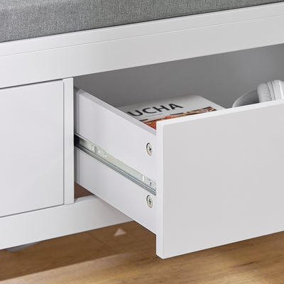 SoBuy FSR74-W Banc à Chaussures avec Coussin Rembourré et Rangement pour Entrée Couloir – 100x40x40 cm, Blanc