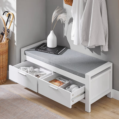 SoBuy FSR74-W Banc à Chaussures avec Coussin Rembourré et Rangement pour Entrée Couloir – 100x40x40 cm, Blanc