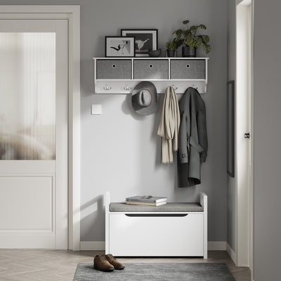 SoBuy FSR76-W Banc à Chaussures avec Coussin Rembourré et Rangement pour Entrée Couloir – 86x38x54 cm, Blanc