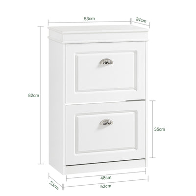 SoBuy FSR78-W Meuble à Chaussures Compact 54 cm – Étagères Réglables et Tiroir – Bois FSC – Blanc