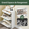 SoBuy FSR79-WG + FSR78-WG Ensemble Armoire à Chaussures 4 + 2 Abattants, Rangement 24 Paires, Gain de Place – Effet Bois Vieilli Blanc