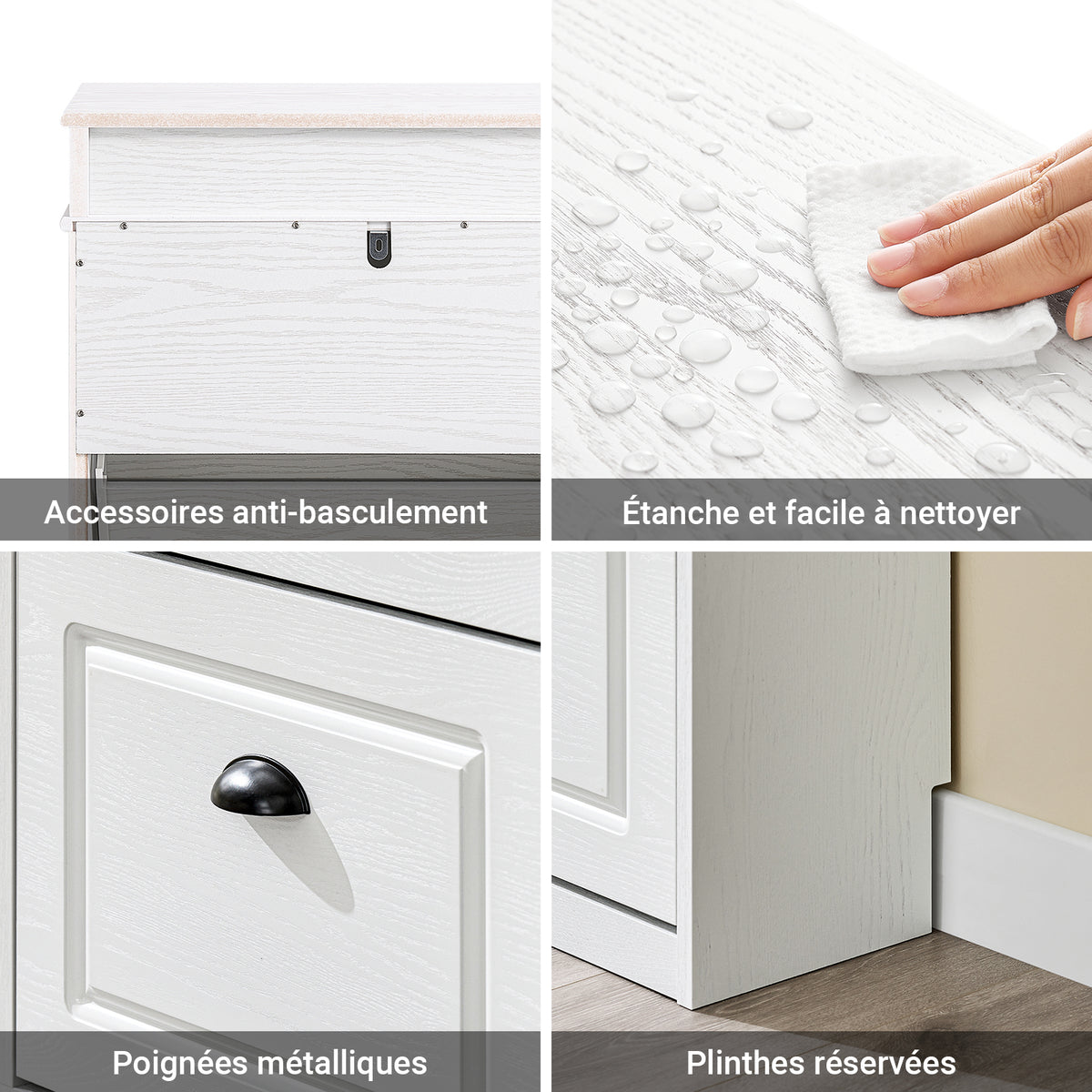 SoBuy FSR64-WG + FSR78-WG – Ensemble Meubles à Chaussures Entrée, Banc à Chaussures avec Coussin + Meuble à Chaussures 2 Abattants, Gain de Place, Rangement 16 Paires, Effet Bois Vieilli Blanc