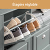 SoBuy Lot FSR82-K-HG + FSR79-HG – Ensemble Meubles à Chaussures Gris, Banc avec Coussin + Meuble 4 Abattants 16 Paires, Rangement Entrée 2 Pièces