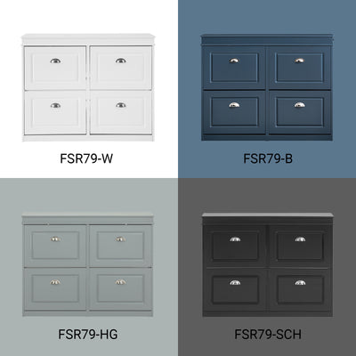 SoBuy FSR79-SCH Armoire à Chaussures 4 Abattants – Séparateurs Réglables, Dos Aéré, Certifiée FSC® – 105×24×83 cm, Noir
