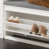 SoBuy Lot FSR82-L-W + FSR78-W – Ensemble Meubles à Chaussures Blanc, Banc avec Coussin + Meuble 2 Abattants 8 Paires, Rangement Entrée 2 Pièces