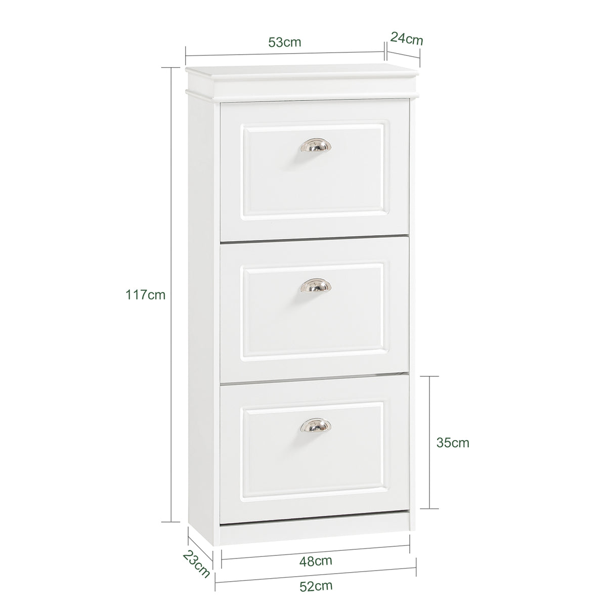 Dimensions du meuble à chaussures SoBuy FSR94-W : 53×24×117 cm