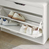SoBuy FSR95-W Banc à Chaussures avec Coussin Rembourré et 1 Abattant – 8 Paires sur 2 Niveaux, Charge 150 kg, 60×30×50 cm, Blanc