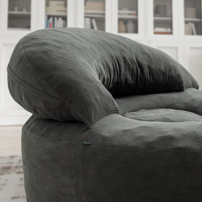 SoBuy FST100-DG Fauteuil de Salon en Velours Côtelé avec Repose-Pieds – Dossier Inclinable, Relax – 110×125×65 cm, Gris Foncé