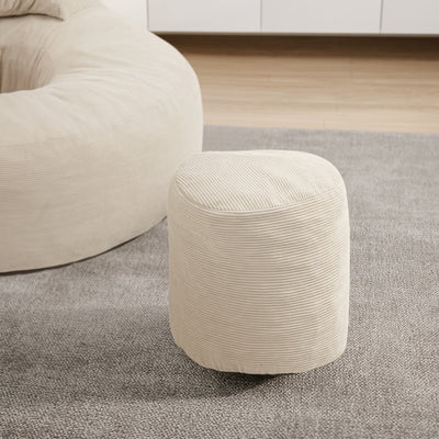 SoBuy FST100-MI Fauteuil Relax Scandinave avec Pouf et Dossier Inclinable – Velours Côtelé – 110×125×65 cm, Blanc Crème