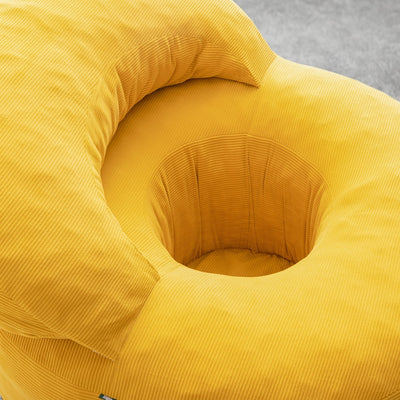 SoBuy FST100-Y Fauteuil Relax Scandinave en Velours Côtelé Jaune avec Pouf – Dossier Inclinable – 110×125×65 cm, Jaune