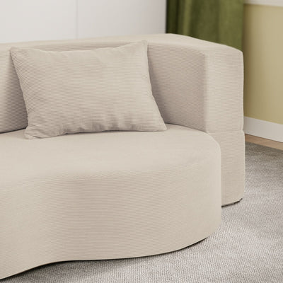 SoBuy FST101-MI Canapé-Lit Convertible Beige 2 Places – Lit d'Appoint Pliable, Velours Côtelé Confortable, 2 Coussins Inclus – 177×107×32 cm, Charge 227 kg