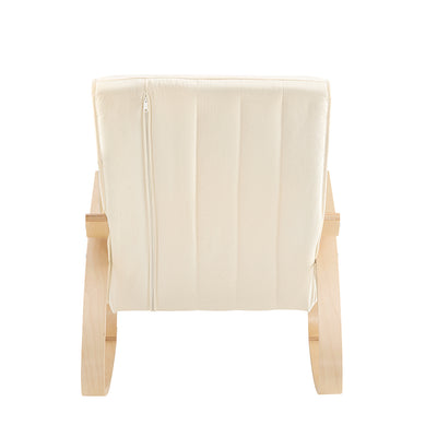 SoBuy FST16-W Fauteuil a Bascule, Relax Rocking Chair, Chaise a Bascule avec Repose-Pieds et Appui-tête réglables, Beige