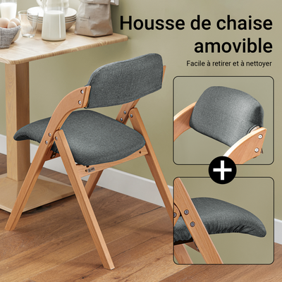 SoBuy FST92-SGx2 Lot de 2 Chaises Pliantes Rembourrées en Bois – Gris Foncé