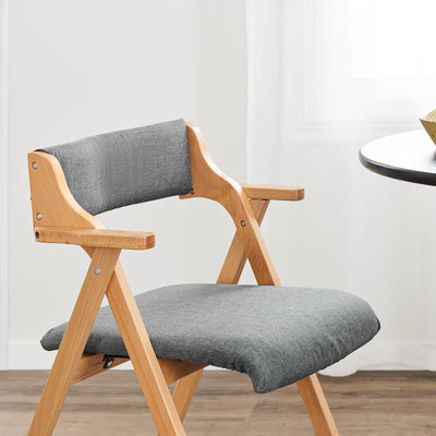 SoBuy FST98-HGx2 Lot de 2 Chaises Pliantes en Bois de Hêtre avec Coussin Déhoussable, Charge 150 kg – Chaises Salle à Manger, Cuisine et Salon, Gris