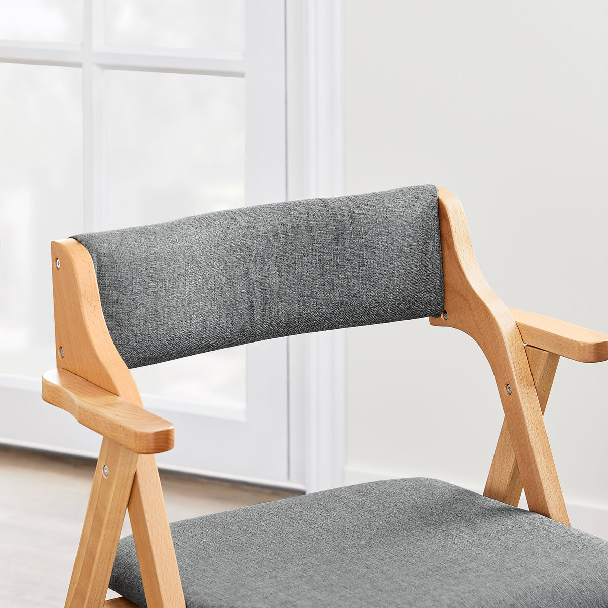 SoBuy FST98-HGx2 Lot de 2 Chaises Pliantes en Bois de Hêtre avec Coussin Déhoussable, Charge 150 kg – Chaises Salle à Manger, Cuisine et Salon, Gris