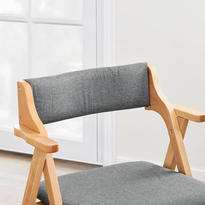SoBuy FST98-HGx2 Lot de 2 Chaises Pliantes en Bois de Hêtre avec Coussin Déhoussable, Charge 150 kg – Chaises Salle à Manger, Cuisine et Salon, Gris